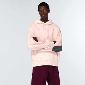 Nouveau sweat-shirt rose surdimensionné à capuche avec broderie à la main, patchwork, poche avant, décontracté, unisexe, pour le printemps, en vente - Product Image 3