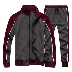 Mens Color Block Tracksuit <b>Set</b> Stand Collar Zip Jacket <b>Sweatpants</b> Two Piece Sports Training Jogging Suit - Product Image 1