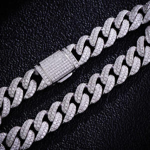 Luxury Iced Out Cuban Link Hip Hop Chain White Gold Finish <b>Statement</b> <b>Necklace</b> for Men Women Premium Streetwear Fashion Jewelry - Product Image 3