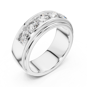 Anillo de Diamantes Cultivados en Laboratorio, Corte Redondo, Certificado de Lujo, Unisex, Media Banda, en Oro Rosa de 18 Quilates, para Compromiso, Boda, Fiesta, Uso Diario y de Oficina - Product Image 5