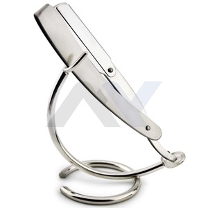 Kit de barbier professionnel, rasoir droit en acier inoxydable pour le rasage humide du visage, avec étui en cuir, support de rasoir, marque personnalisée - Product Image 2