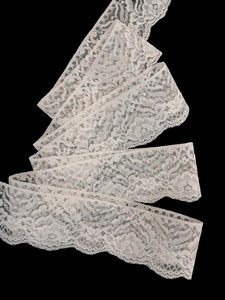 Hot Sale Premium White Floral Nylon Lace Trim – Vintage Rose <b>Pattern</b> Scalloped Edging Ribbon with Straight Sewing Edge - Product Image 3