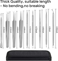 Kit de 9 pièces pour le visage pour l'élimination des points noirs et des points blancs Pimple Comedone Tweezers Tool Set Extractor Remover for Blackheads & Pimples