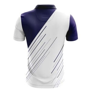 <b>White</b> Blue <b>Cricket</b> Jersey for Men Polo Collar Athletic Team Shirt Lightweight Sportswear Uniform Breathable Match Practice - Product Image 2