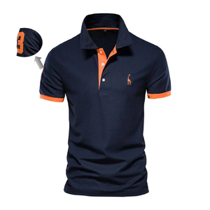 ผู้ผลิตเสื้อโปโลแบบตัดเย็บสีบล็อกตามสั่ง คุณภาพสูง พร้อมดีไซน์ป้ายเชนิลล์ ขายส่งเสื้อโปโล - Product Image 3