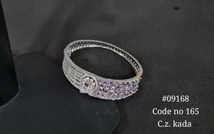 CZ Brass Filigree <b>Cuff</b> Bangle Rhodium Plated Pink Blue Stone Women's <b>Bracelet</b> Open Handmade Jewelry Gift Adjustable - Product Image 6