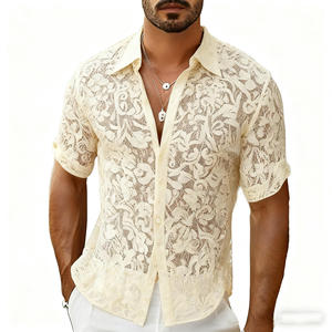 Chemise Homme Décontractée Anti-Plis à Manches Longues et Bouton Unique en Satin Tricoté Respirant 160g Polyester/Coton Teint Uni pour l'Été - Product Image 5