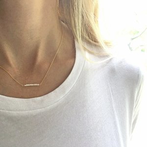 Small Freshwater Pearl Long Bar <b>Necklace</b> Dainty Gold <b>Silver</b> Pearl Jewelry Minimalist Elegant <b>Necklace</b> for Women Gift - Product Image 4