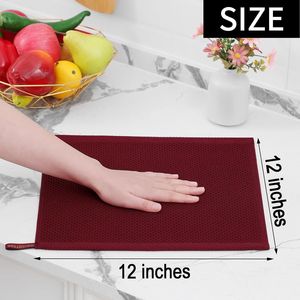 Set di 6 Strofinacci da Cucina Bordeaux Ultra Morbidi in 100% Cotone a Nido d'Ape, 30x30 cm, ad Asciugatura Rapida e Altamente Assorbenti - Product Image 6