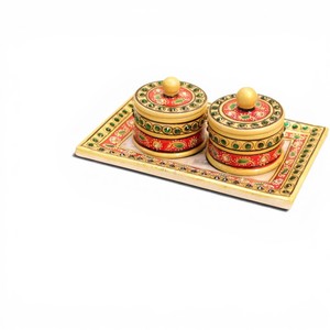 Ensemble de 2 assiettes en marbre faites à la main, assiettes de service décoratives, boîte cadeau, décoration de la maison - Product Image 1