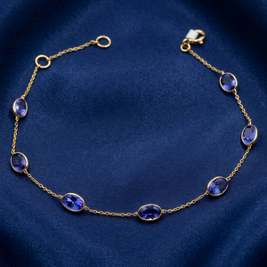 Trending Tanzanite Gemstone Bracelet Handmade 18K <b>Solid</b> Yellow <b>Gold</b> Plated Minimalist Women's Jewelry for Party Anniversary - Product Image 6