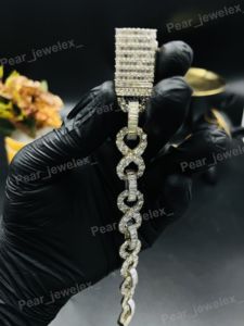 Pulsera de Cadena Cubana con Diamantes de Moissanita Iced Out, Plata 925, Estilo Hip Hop, Lujo para Fiestas - Product Image 3