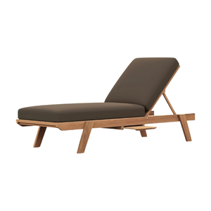 Chaise longue minimaliste en teck avec coussin, inclinable manuellement, mobilier d'extérieur au design moderne, dossier solide, prix de gros - Product Image 1