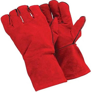 Samroz Pair <b>Long</b> Cuff Leather Cotton Lined Safety Welding <b>Gloves</b> Heat Protective Resistant Supplier Price - Product Image 3