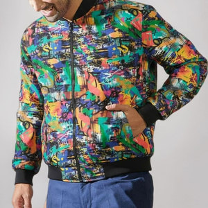 Chaqueta Ligera Estampada, Ropa de Calle Moderna, con Cierre, Resistente al Viento, para Actividades Casuales al Aire Libre - Product Image 1