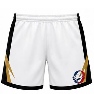 Shorts de volley-ball blancs, noirs et dorés, sublimation, uniforme de jeu athlétique, bas de tenue pour sports d'équipe, vêtements d'entraînement performants - Product Image 1
