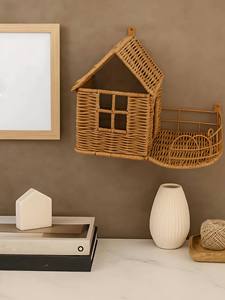 House Yard Rattan <b>wall</b>-<b>mounted</b> <b>shelf</b> for kids Woven Floating Storage Rack Boho Nursery <b>Wall</b> Decor Storage Display <b>Shelf</b> Pack - Product Image 2