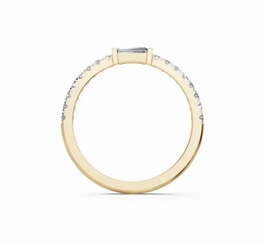 Bague solitaire moderne pavée de diamants ronds baguette 0,360 carats FG VS, accessoire de joaillerie fine de qualité supérieure pour mariage, fiançailles et cadeau - Product Image 2
