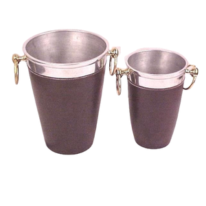 Ensemble élégant de seau à glace rond avec shaker à cocktails et pinces, refroidisseur de fête en métal fait main, design rayé - Product Image 6