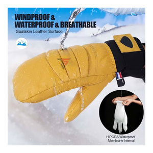Gants d'hiver en cuir de chèvre pour homme, haute qualité, imperméables, tactiles, thermiques, anti-UV, pour la randonnée, le ski et la neige - Product Image 2