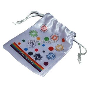 Beautiful Color Chakra Printed White Pouch for Sale | 7 Chakra Printed White Pouch - Product Image 1