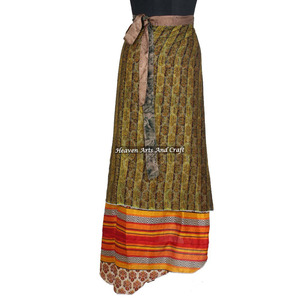 Nuevo falda-vestido mágica india de 2 capas, reversible, de seda vintage, de 38 pulgadas de largo, estilo halter, tipo tubo, ¡gran oferta para mujer! - Product Image 5