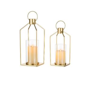 Grandes lanternes à bougies décoratives pour l'intérieur et l'extérieur, avec verre transparent, porte-bougies en métal vintage avec finition noire - Product Image 3