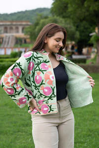 Chaqueta de algodón con bordado floral para mujer, venta al por mayor, con bordado hecho a mano, mangas largas, ropa informal india ligera - Product Image 6
