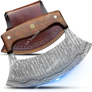 Ensemble de planches à découper et couteaux Ulu style Alaskan en acier Damas et bois, vente en gros, MOQ 2 pièces, personnalisable, OEM/OBM, haute qualité - Product Image 6