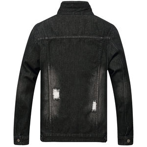 Veste en jean noire pour homme avec col doublé en sherpa blanc, chaude, décontractée, pour l'hiver, veste en jean enduite pour homme - Product Image 4