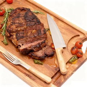 Tabla de Cortar de Madera de Acacia, Juego de Cuchillos, Tabla Rectangular para Picar, Fácil de Colgar, Tabla de Barbacoa Sostenible, Hecha a Mano, Ligera, Apta para Lavavajillas - Product Image 2