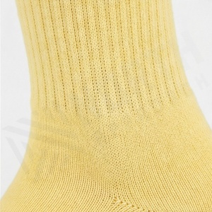Crew <b>Socks</b> Solid Yellow Knitted Breathable Casual Adult Regular Style - Product Image 4