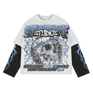 Camiseta Personalizada para Hombre, Estilo Y2K, Doble Capa, Manga Corta, Holgada, Oversize, Streetwear, con Gráficos y Letras Desgastadas, 220g, Estilo Hip Hop - Product Image 4