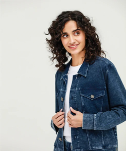 Nueva Chaqueta Vaquera Personalizada OEM de Primera Calidad para Mujer, Chaqueta Vaquera Corta de Manga Larga para Mujer, Chaquetas Vaqueras para Mujer - Product Image 6