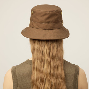 Chapeau Bob en Toile Marron Brodé Personnalisé avec Détail Œillet, Unisexe, Décontracté, Été, Taille Adulte 56-58CM, Couleur Unie, Chapeau Safari en Denim - Product Image 2