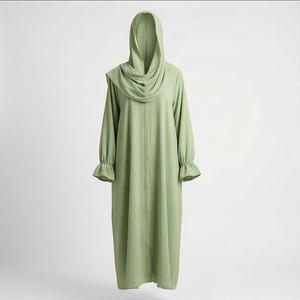 Nouvelle arrivée : Abaya unie avec poignets élastiques, manches ajustées, tendances de la mode modeste, abayas simples pour femmes, design élégant. - Product Image 1