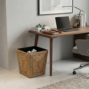 Natural Banana Bark Trash Bin <b>Square</b> Waste <b>Basket</b> Inner Liner Concentric Weave Paper Rubbish Can Setup Decor Pure Art Room Desig - Product Image 6