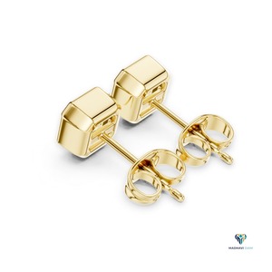 2.50 TCW Yellow <b>Gold</b> Asscher Cut Lab Grown Diamond <b>Pendant</b> and Earring Set in 14K <b>Solid</b> <b>Gold</b> Bezel Geometric Fine Jewelry Set - Product Image 2