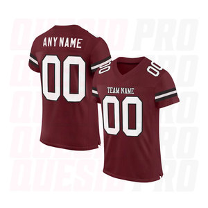 Camiseta de Fútbol Americano al por Mayor, Personalizada para Hombre, Color Borgoña, Blanco y Negro, Camisetas de Fútbol Americano de Secado Rápido para Verano, Ropa Deportiva - Product Image 1