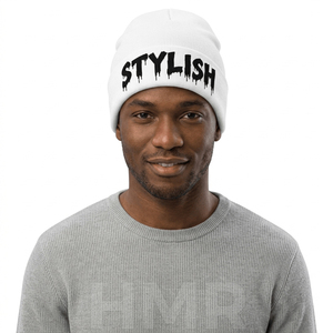 Gorro Blanco HMR Sisterhood Brotherhood, Unisex, Tejido a Mano, Acrílico, Gorro de Invierno, Estilo Urbano, Casual, con Estampado de Letras - Product Image 3