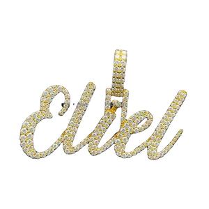 Pass Diamond Tester Élégant Style Féminin De Luxe 925 En Argent Sterling Moissanite Diamant Hip Hop Initial Nom Plaque Pendentif Ensemble - Product Image 1