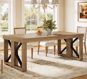 Mesa de Comedor Cuadrada Moderna Hecha a Mano de Madera Maciza Ecológica para Casa de Campo, Hotel y Villa - Product Image 1