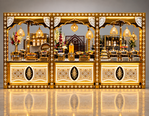 Zyvarelle HexaLume Grand Buffet Catering Counter, comptoir de restauration moderne, classique, élégant, en acier inoxydable, luxe, intérieur/extérieur, livraison rapide - Product Image 4
