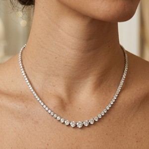 Collar de cadena de tenis de lujo con diamantes cultivados en laboratorio de corte redondo, certificado CVD IGI, de oro macizo de 14K - Product Image 2