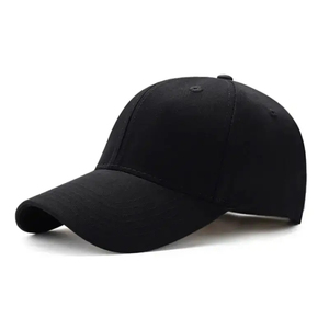 NAQQASH SPORTS Solid Color 6-Panel Baseball <b>Cap</b> Unisex Adjustable Fit Casual Style Black Cotton Canvas Denim Fabric Metal Buckle - Product Image 1