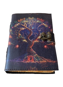 Handmade Genuine Leather Tree Of Life Printed Cover Deckle <b>Art</b> <b>Page</b> Blank Spell <b>Book</b> Of Shadow Journal With Antique Brass C-Lock - Product Image 5