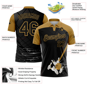 เสื้อโปโลกีฬาแบบยูนิเซ็กซ์ ดีไซน์สั่งทำได้ สีดำและสีทองโบราณ ทนทาน ระบายอากาศได้ดี เหมาะสำหรับชุดทีม เสื้อโปโลสำหรับเล่นกีฬา - Product Image 1