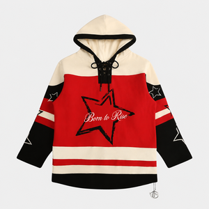 Sudadera con Capucha Unisex Oversize Roja y Negra con Cremallera, Transpirable, Informal, de Punto, de Poliéster, para Primavera - Product Image 1