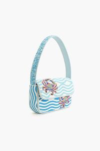 Pochette brodée à la main avec perles, style classique |   Sac à main de luxe en perles de rocaille motif vague océanique, couleurs mélangées |   Thème côtier artisanal personnalisé - Product Image 3
