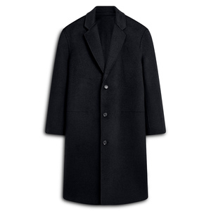 Manteau long en laine et coton de haute qualité pour homme, style trench-coat, décontracté, streetwear, vêtement d'extérieur chaud pour l'hiver, à revers, simple boutonnage - Product Image 2